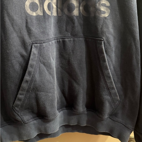 Men’s long sleeve Adidas pullover hoodie with kangaroo pockets in navy Size LG - Picture 3 of 10